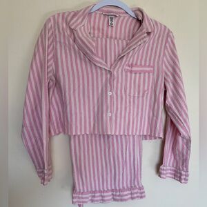 Victoria’s Secret Crop Lounge Set M Fringe Buttons Pockets Intimates Sleepwear